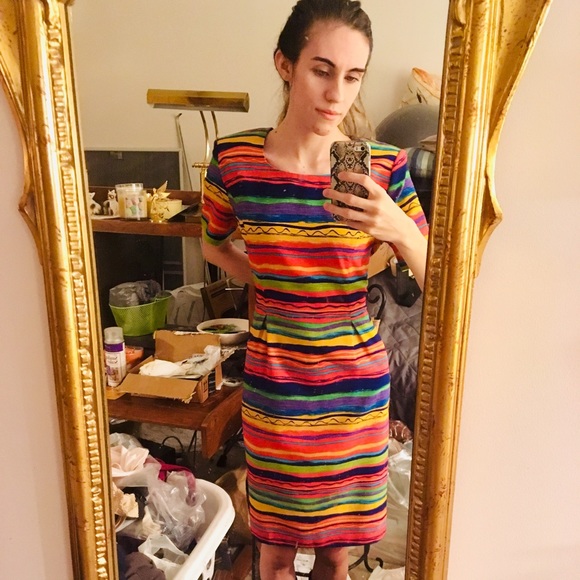 Vintage 80s Sag Harbor Rainbow Party Dress - Picture 8 of 14